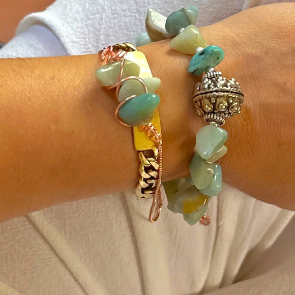 Larimar chunky rose gold adjustable rope chain bracelet/one size fits all - Picture 3 of 7